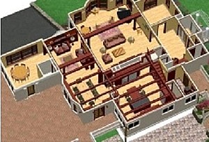 Doll House Views provide a rendering for a complete Floor Plan Scene created tilizing 3D rendering software, for your remodeling, home addition and new home project.